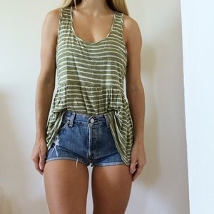 Target Green & White Striped Tank Top - Large 💚